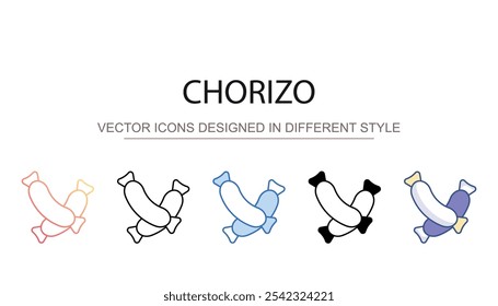 Design de ícone de chouriço com ilustração de estoque de fundo branco