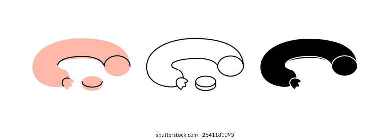 Chorizo sausage icon set. Butchery sausages menu. Vector illustration.