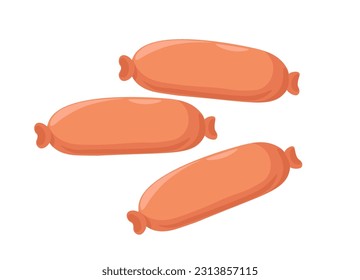 Chorizo sausages, isolated meat products, tasty ingredients for breakfast or dinner. Organic and natural production, meals for balanced protein intake, and healthy eating. Vector in flat style