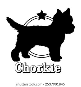 Chorkie perro silueta, perro, razas de perro, logotipo, Vector, silueta, diseño del logotipo, animal, ilustración, icono, signo, diseño, negro, símbolo, mascota