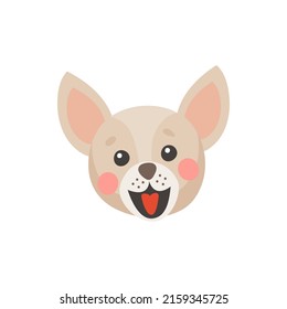 Chorkie puppy head portrait isolated face mask flat cartoon icon. Vector cute canine dog animal, t-shirt print design. Mixed-breed of Chihuahua and Yorkshire Terrier, funny emoji emoticon, pet friend