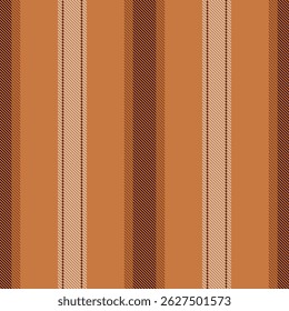 Patrón de rayas de fondo corto, líneas de Vertical gráfica textil. Vector sin costuras con textura de tejido Cist en la paleta de colores naranja y oscuro.