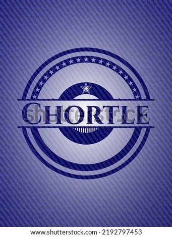 Chortle emblem with denim texture. Vector Illustration. Detailed. 
