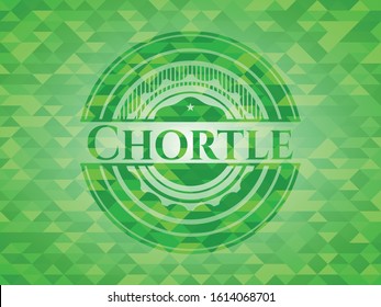 Chortle green emblem with mosaic ecological style background. Vector Illustration. Detailed.