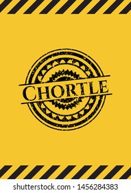 Chortle inside warning sign, black grunge emblem. Vector Illustration. Detailed.