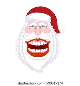 Chortle Santa Claus. Broad smile. large mouth. Merry Christmas old man. Xmas design template. Illustration for new year
