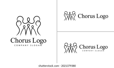 Chorus logo concept, in black, vintage, logo for concerts, people performance