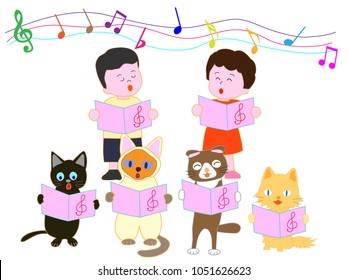 




Chorus of pets with children.
