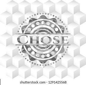 Chose grey emblem with geometric cube white background
