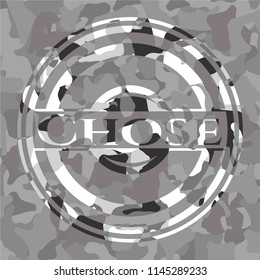 Chose on grey camo texture