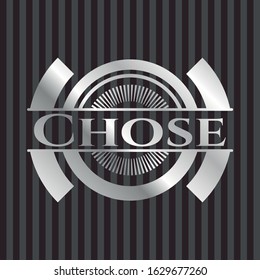 Chose silver emblem. Vector Illustration. Mosaic.