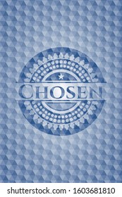 Chosen blue polygonal emblem. Vector Illustration. Detailed.