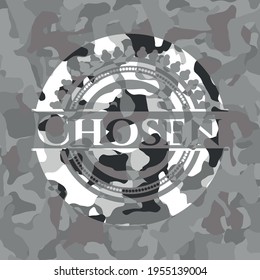 Chosen on grey camouflaged pattern 