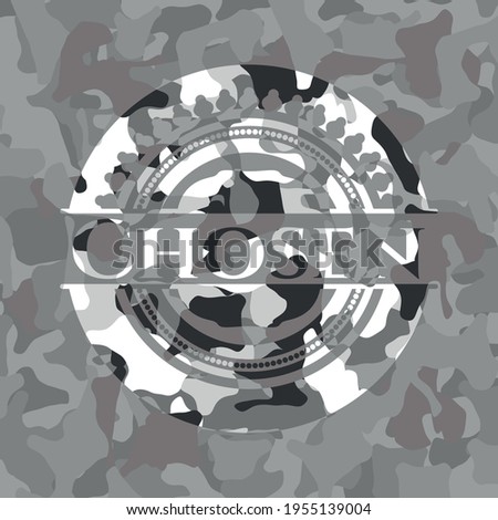 Chosen on grey camouflaged pattern 