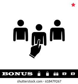 Chosen one icon flat. Black pictogram on white background. Vector illustration symbol and bonus button open and closed lock, folder, star