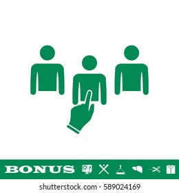 Chosen one icon flat. Green pictogram on white background. Vector illustration symbol and bonus button