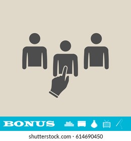 Chosen one icon flat. Grey pictogram on light background. Vector illustration symbol and bonus button real estate, ottoman, vase, tv, fishing rod