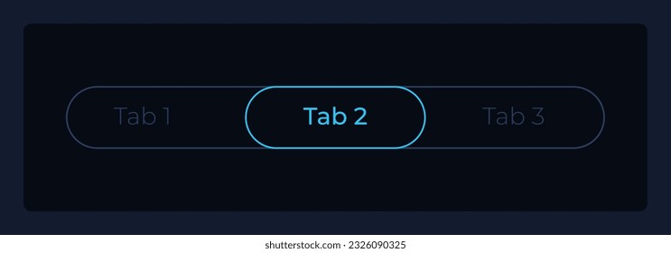 Chosen second tab in menu bar UI element template. Editable isolated vector dashboard component. Flat user interface. Visual data presentation. Web design widget for mobile application with dark theme