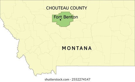 Chouteau County and city of Fort Benton location on Montana state map