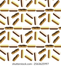 Choux Pastry Seamless Pattern with Transparent Background