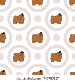 Chow Chow. Breeds of dogs. Seamless pattern. Minimalism. Dog is a symbol of 2018. Chinese calendar. Vector illustration