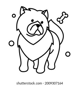 chow chow dog cute cartoon outline style icon