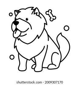 chow chow dog cute cartoon outline style icon