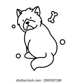 chow chow dog cute cartoon outline style icon