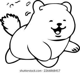 Chow, dog jump and happy, vector illustration, black color, vector image