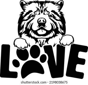 Chow chow dog owner pet lover EPS LOVE art peeking theme