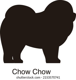 Chow Chow dog silhouette, side view, vector illustration