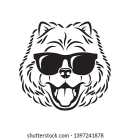 Chow Chow dog wearing sunglasses - isolated vector illustration