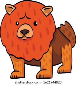 chow chow funny drawing cartoon dog at the white background