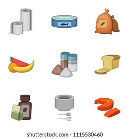 Chow icons set. Cartoon set of 9 chow vector icons for web isolated on white background