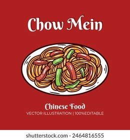 Chow mein chinese food vector illustration