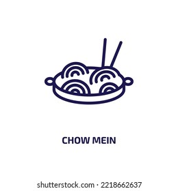 chow mein icon from food collection. Thin linear chow mein, chinese, wonton outline icon isolated on white background. Line vector chow mein sign, symbol for web and mobile