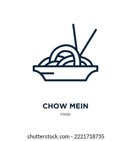 chow mein icon from food collection. Thin linear chow mein, lunch, chinese outline icon isolated on white background. Line vector chow mein sign, symbol for web and mobile svg