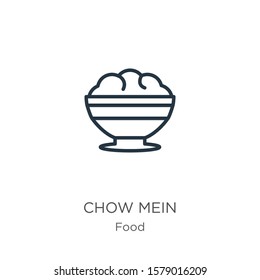 Chow mein icon. Thin linear chow mein outline icon isolated on white background from food collection. Line vector sign, symbol for web and mobile svg