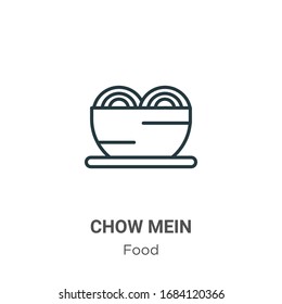 Chow mein outline vector icon. Thin line black chow mein icon, flat vector simple element illustration from editable food concept isolated stroke on white background svg