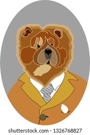 Chow chow portrait in coat and tie vector