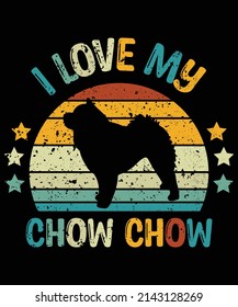 Chow Chow silhouette vintage and retro t-shirt design