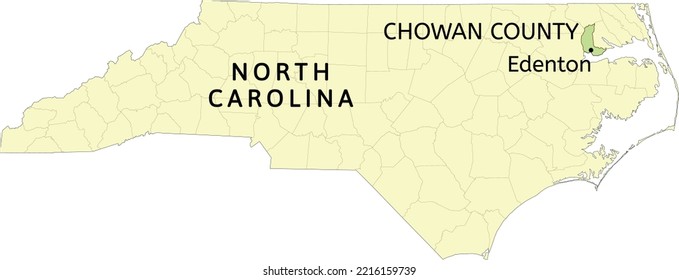 Chowan County and town of Edenton location on North Carolina state map