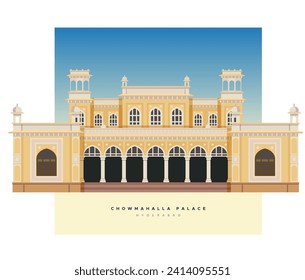 Chowmahalla Palace - Chowmahallat - Hyderabad, Telangana - Stock Illustration as EPS 10 File