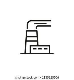 CHP Plant Line Icon. Factory With Cooling Tower. Power Station, Nuclear Power Plant, Coal Fired Power Plant. Energy Concept. Can Be Used For Topics Like Industry, Pollution, Infrastructure