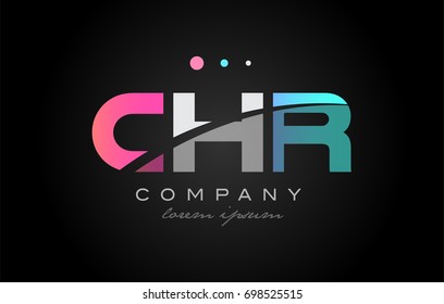 CHR c h r three 3 letter logo combination alphabet vector creative company icon design template modern  pink blue white grey