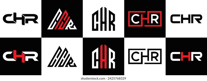 CHR logo. C H R design. White CHR letter. CHR, C H R letter logo design. Initial letter CHR linked circle uppercase monogram logo.