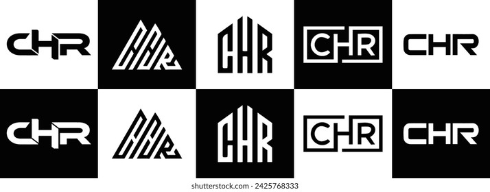 CHR logo. C H R design. White CHR letter. CHR, C H R letter logo design. Initial letter CHR linked circle uppercase monogram logo.