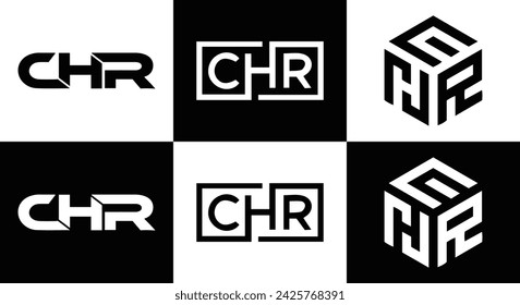 CHR logo. C H R design. White CHR letter. CHR, C H R letter logo design. Initial letter CHR linked circle uppercase monogram logo.