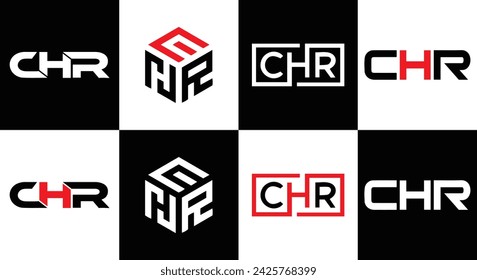 CHR logo. C H R design. White CHR letter. CHR, C H R letter logo design. Initial letter CHR linked circle uppercase monogram logo.