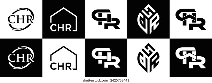 CHR logo. C H R design. White CHR letter. CHR, C H R letter logo design. Initial letter CHR linked circle uppercase monogram logo.